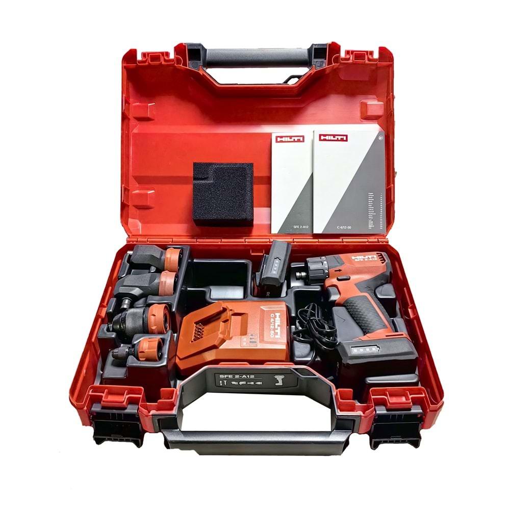 Hilti Şarjlı Vidalama Sfe-2 12V + 2 Ad Batarya 12V 2.6A + Şarj Cihazı 50W + Alet Taşıma Çantası Sf Sfd 2-A